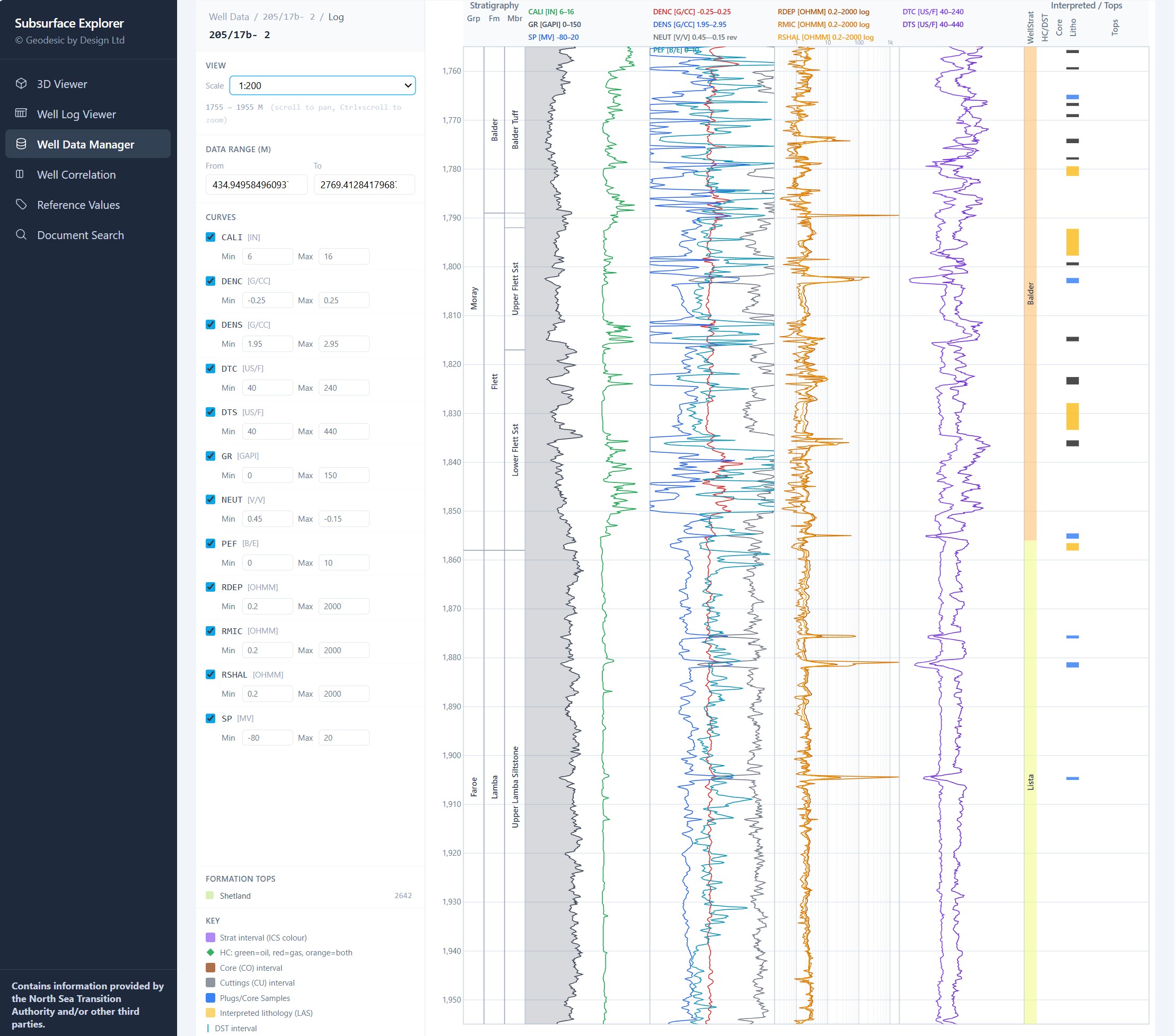Subsurface Explorer wireline log viewer